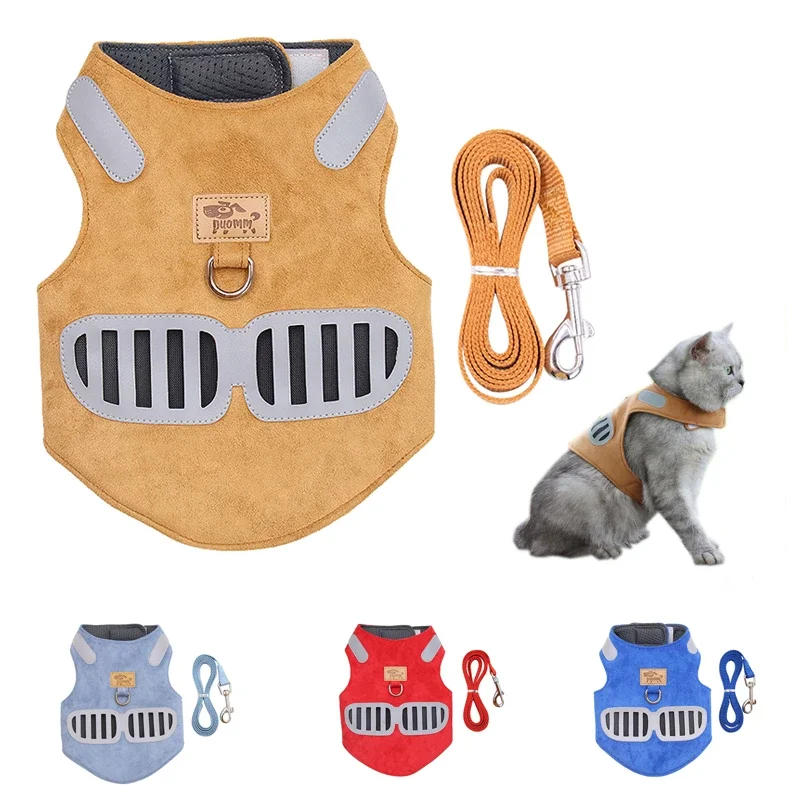 

Dog Harness Vest Adjustable Soft Breathable Dog Supplies Reflective Breathable Soft Suede Air Mesh for Small Animals Puppy