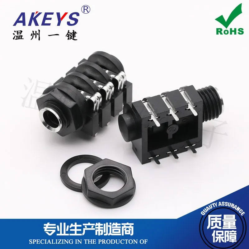 

CK-6.35-634T посеребренный порт 6,35 мм разъем для наушников 6-контактный разъем 6,35-Caliber гнездо для микрофона