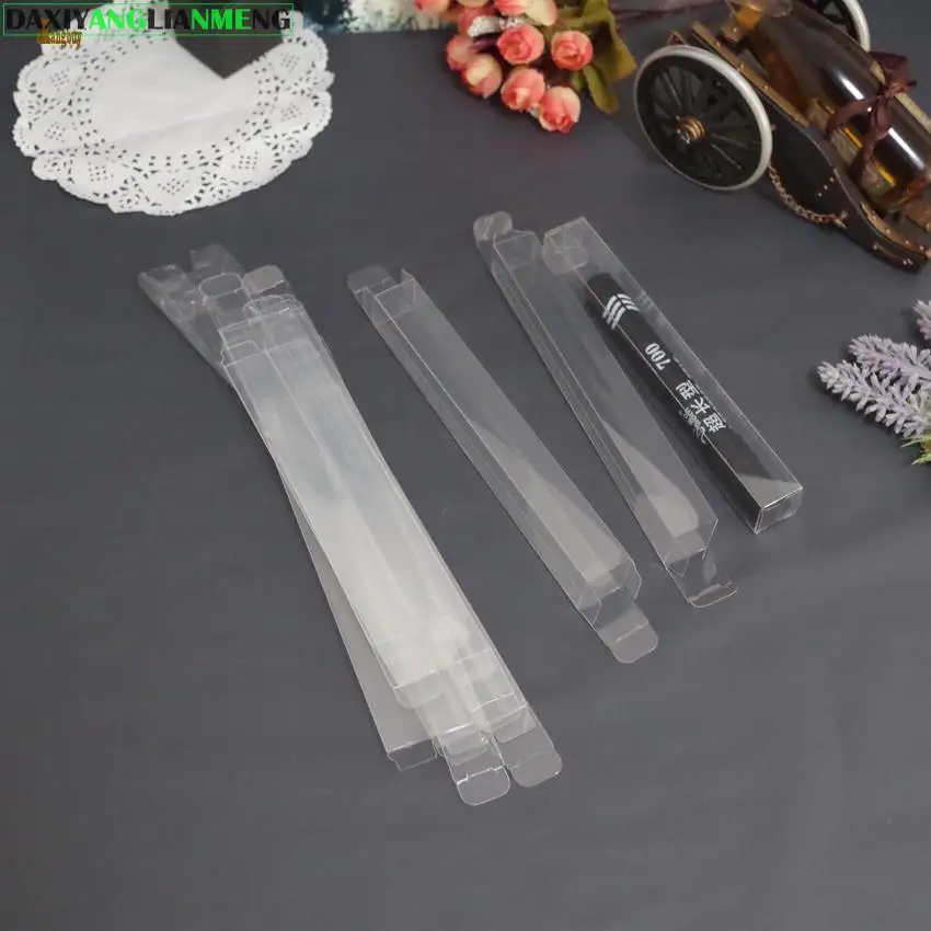 

100pcs/lot 2x2x12cm/17cm PVC Plastic Transparency Box for LIP Balm Perfume bottle Lipstick tube DIY GIft Pen protective film