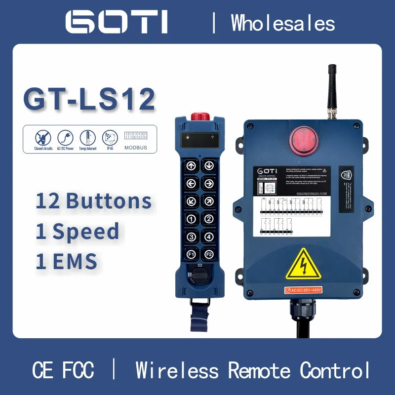 

GT-LS12 (F24-12S Alternative) 12 Buttons Single Speed Wireless Radio Industrial Remote Control for Crane Hoist