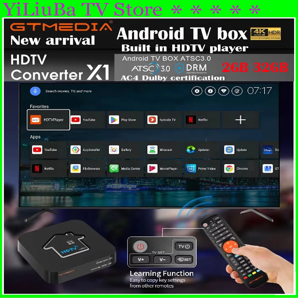 Фото Подлинный] 2025 Новый конвертер GTMEDIA HDTV X1 ATSC3.0 4K HD TV BOX ATSC Smart Decoder Встроенный Wi-Fi BT 5.0 Горячий в США Канаду Мексике №1