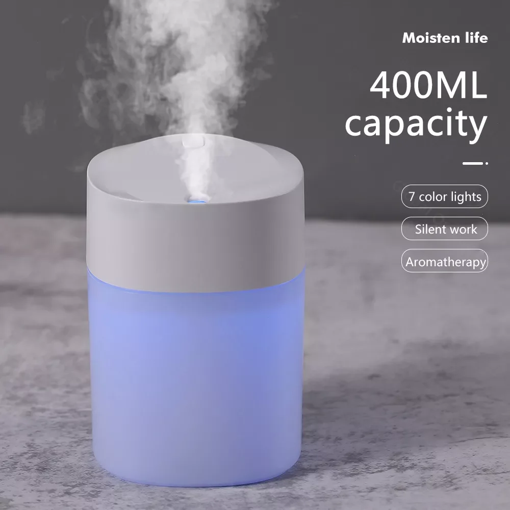 

400ML Air Humidifier Ultrasonic Aromatherapy Diffuser Mini Portable Sprayer USB Essential Oil Atomizer With LED Lamp For Home
