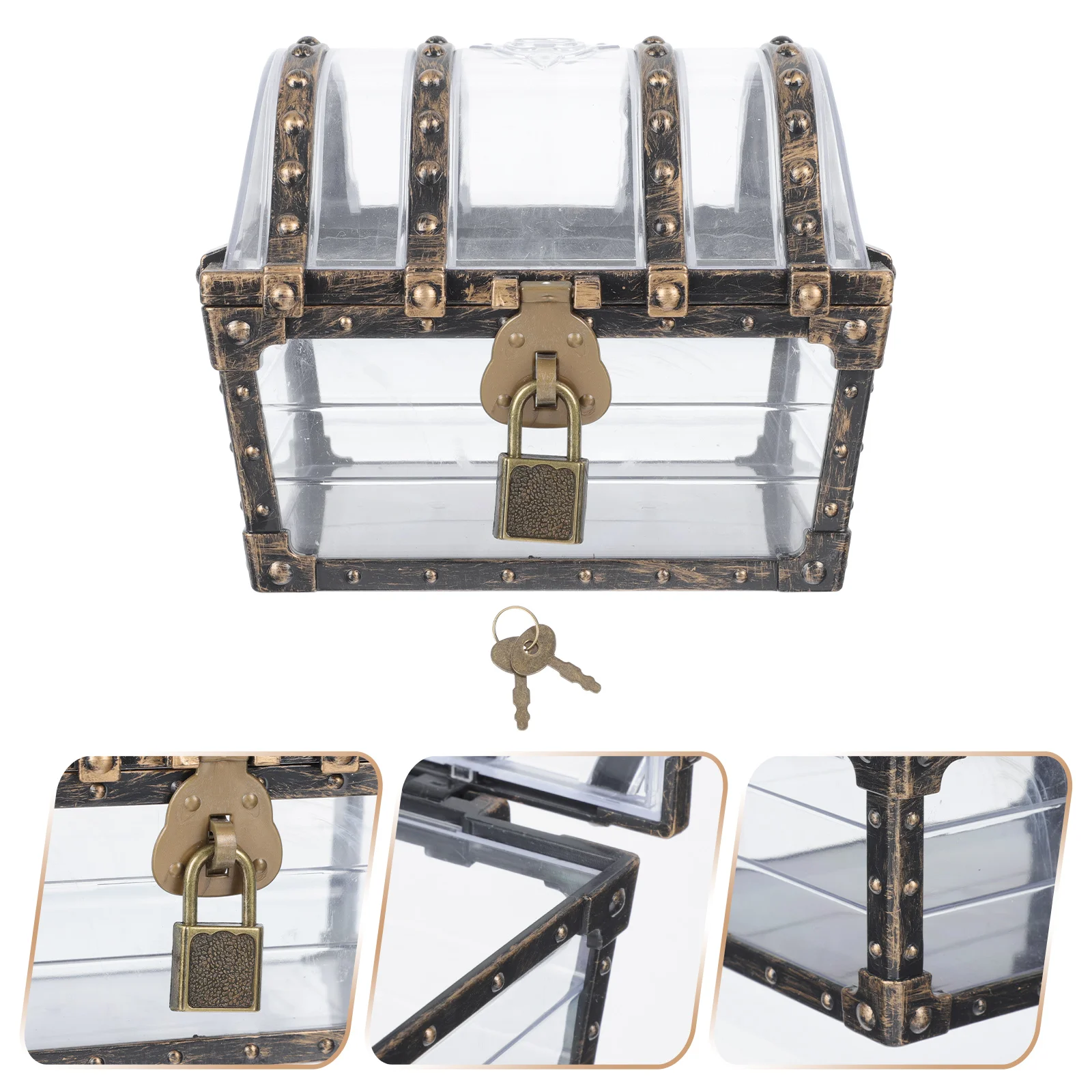 

Box Treasure Pirate Storage Kids Jewelry Keepsake Vintage Transparent Party Boxes Case Toy Favors Trinket Organizer Mini