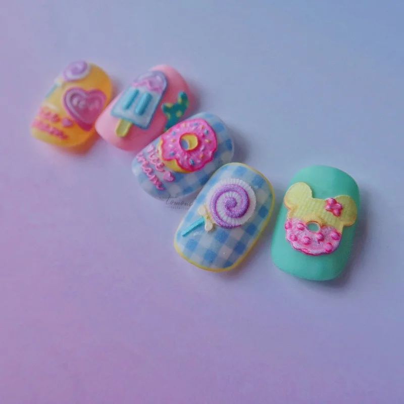 Рельефные стильные клейкие милые наклейки для ногтей популярные японские