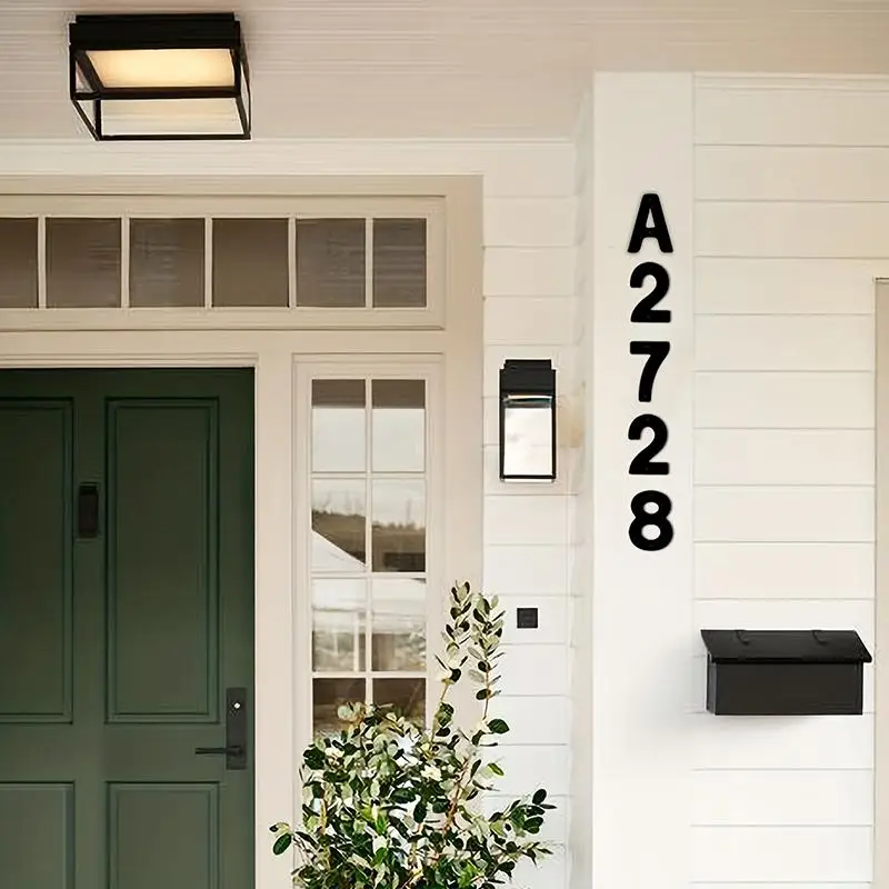 Retro 3D Metal Letters House Numbers Sign Cafe Wall Creative Cast Iron Decoration Doorplate Digital Arabic Furniture Hardware