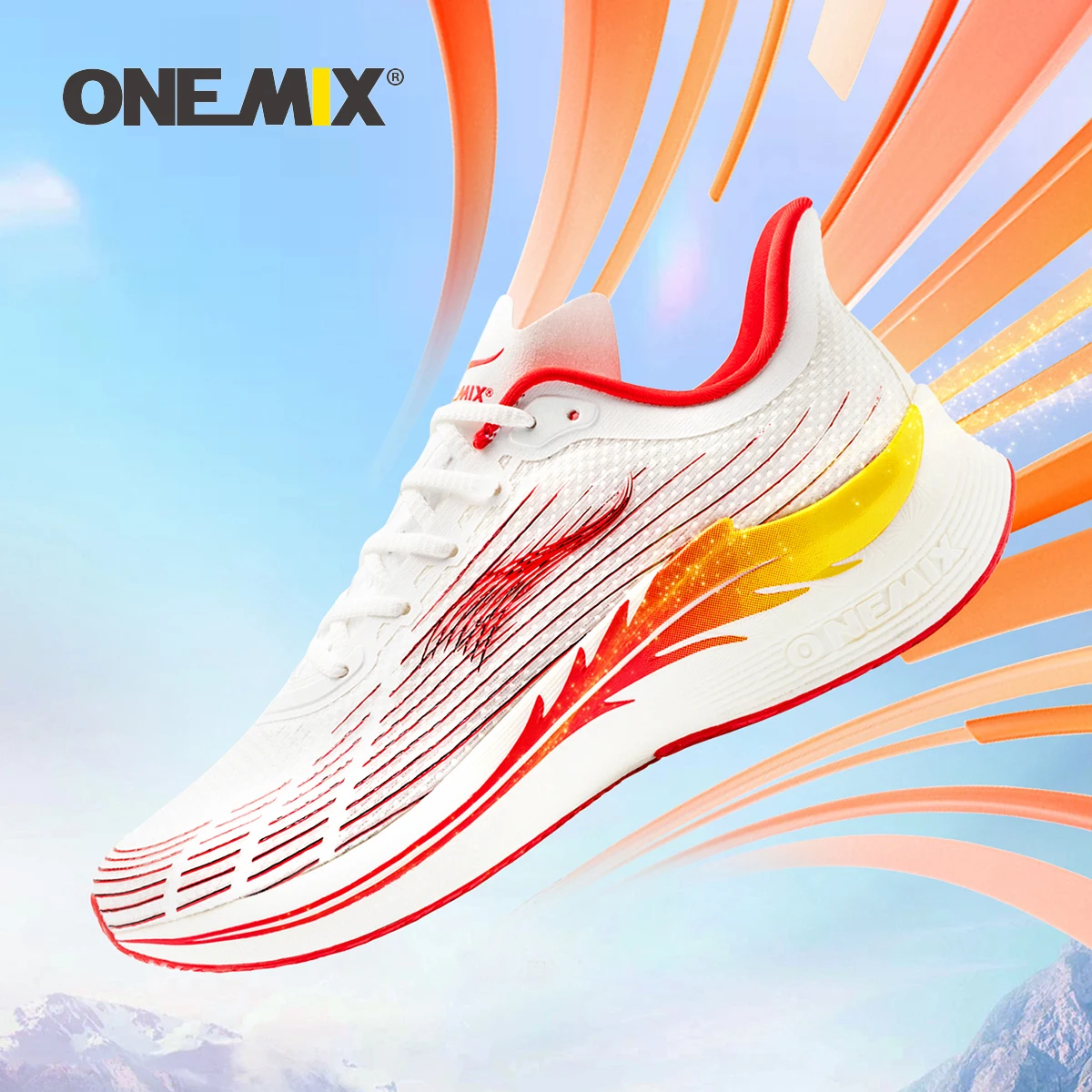 Onemix 2022 Men Running Shoes Light Marathon Breathable Sport Women Sneakers Lace Up Mesh Athletic Soft Carbon Fibre Plate