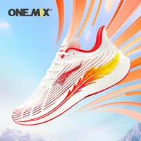 onemix 2022 men running shoes light marathon breathable sport women sneakers lace up mesh athletic shoes soft carbon fibre plate