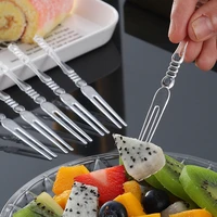80pcs fruit fork disposable fruit fork transparent plastic try to eat small fork fruit sign dessert cake fork fruit plate fork