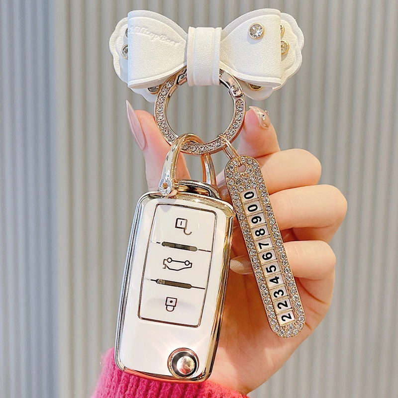 

New TPU Car key Case Cover Shell Fob For Volkswagen Vw Santana Golf Sagitar Passat Lamando Jetta Bora polo Keychain accessories