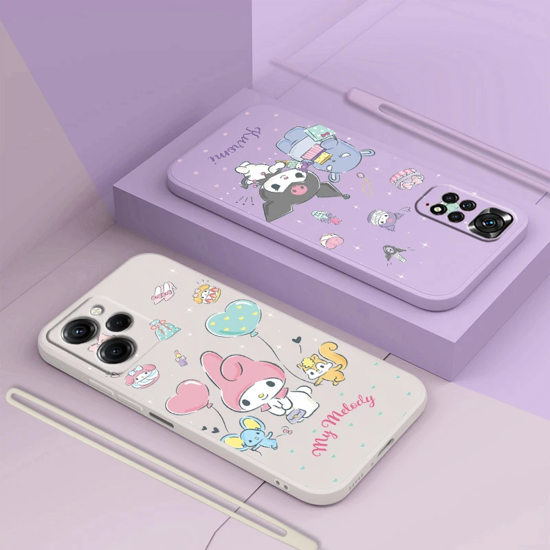 

Kuromi Melody Baby For Xiaomi Redmi Note 12 11 11T 10 10S 9 9S 9T 8 8T 7 Pro Plus Speed Liquid Rope Soft Phone Case Coque Capa
