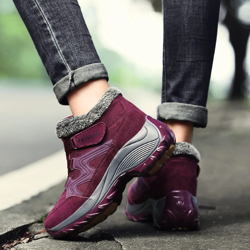 Women's Vulcanize Shoes Fleece Boots Winter Warm Plush Casual Shoes Wrap Ankle Snow Boots Female Outdoors Walking Shoes Non-slip