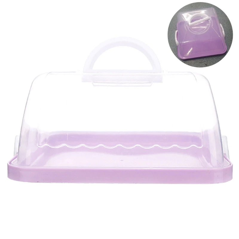 

H55A Portable Plastic Square Cake Box Cupcake Dessert Container Case Handheld Carrier