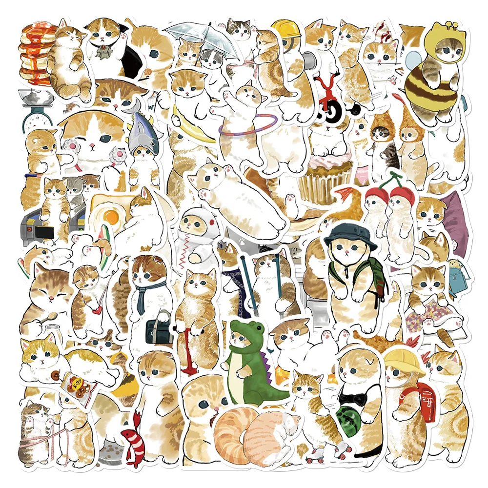 

10/30/50PCS Simple Orange Cat Stickers Notebook Books Water Glass Suitcase Decoration Waterproof Fashion Stickers Wholesale