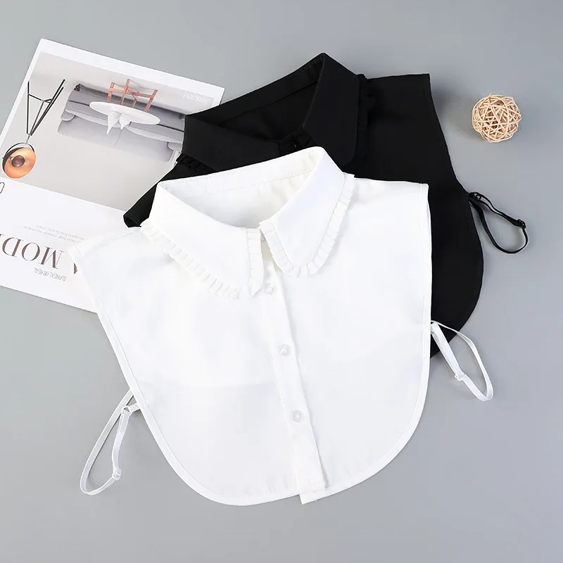 

Womens Lapel Shirt Detachable Collars Black White Fake False Collar Half Shirt Blouse Adjust Clothes Accessories