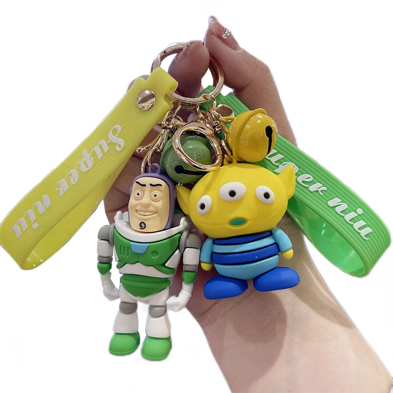 

Disney Toy Story Buzz Lightyear Woody Mr.Q Keychains PVC Doll Bag Car Pendant Cartoon Kawaii Figure Keyring Lovely Accessories