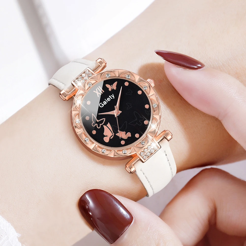 6 шт./комплект женские кварцевые часы с матовым ремешком