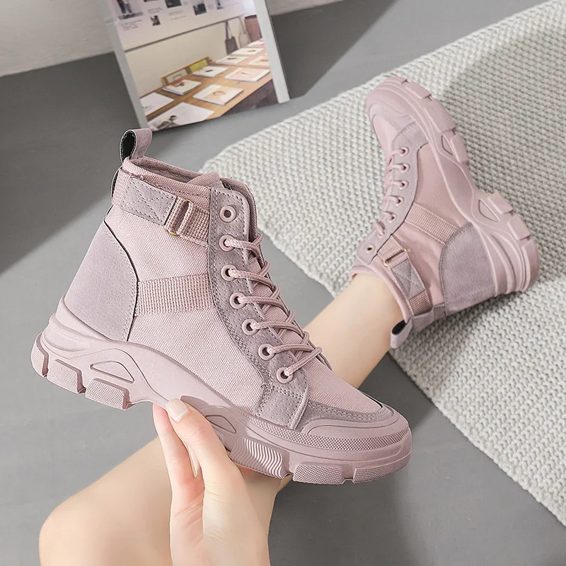 Winter Ankle Boots Female 2022 New Student Wild Knight Short Boots Short Tube High Top Small Short Boots Canvas Shoes 35-40
