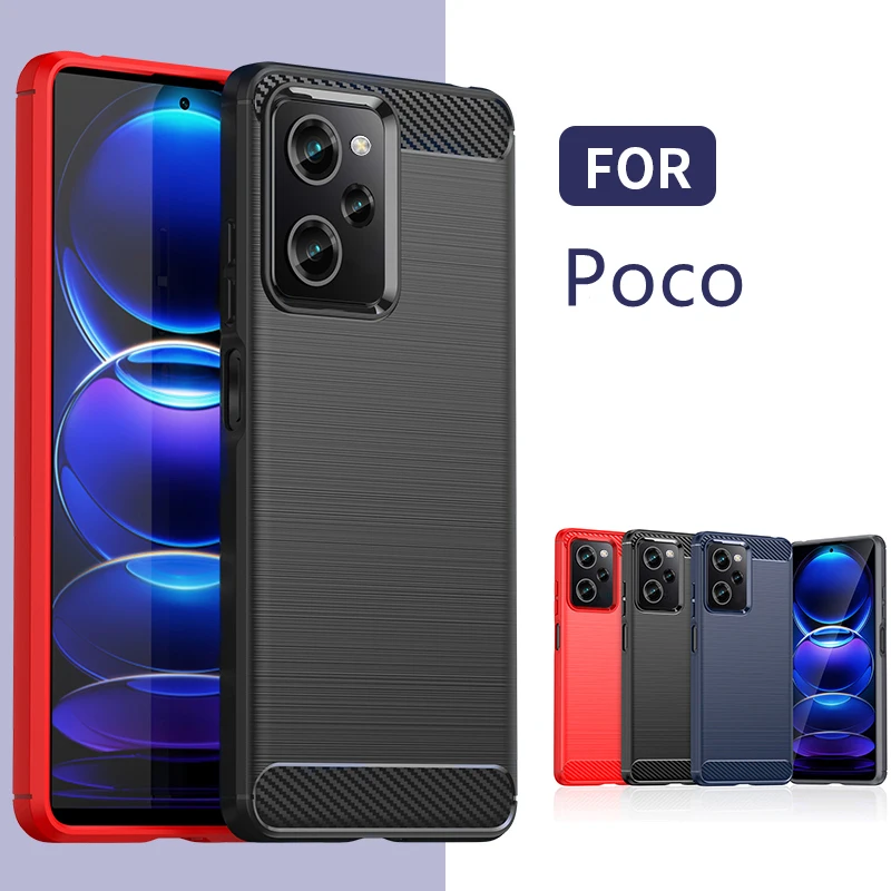 

For Poco X5 Pro 5G Case Cover Xiaomi Poco X3 X4 M3 M4 X5 Pro 5G Capas Back Bumper Carbon Fiber Soft TPU Funda Poco X 5 X5 Pro 5G