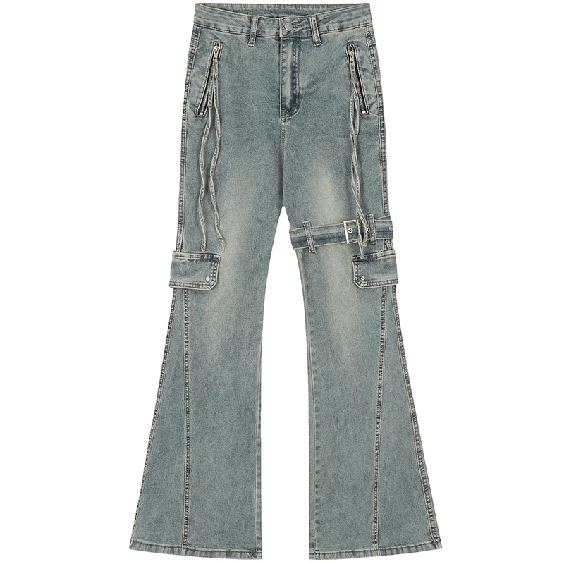 Женские брюки-карго Goblin Core Harajuku Bell Bottoms Gyaru с низкой посадкой в стиле гранж Y2k