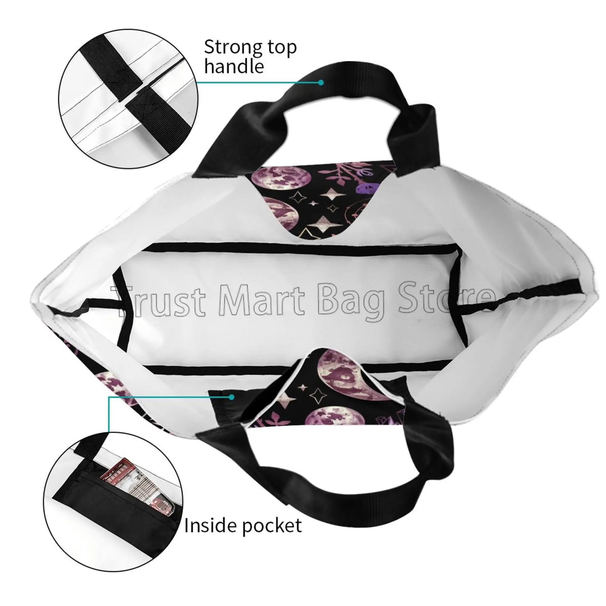 Большая женская сумка-тоут Tarot Moon Butterfly Magic Goth многоразовая продуктовая