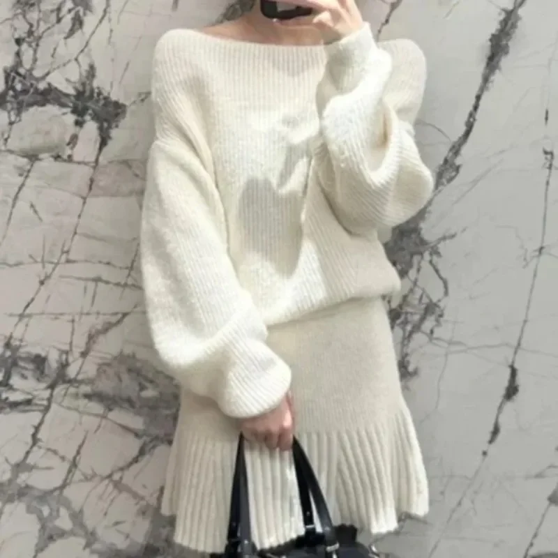 Японский стиль шикарный элегантный трикотаж комплекты из двух предметов вязаный