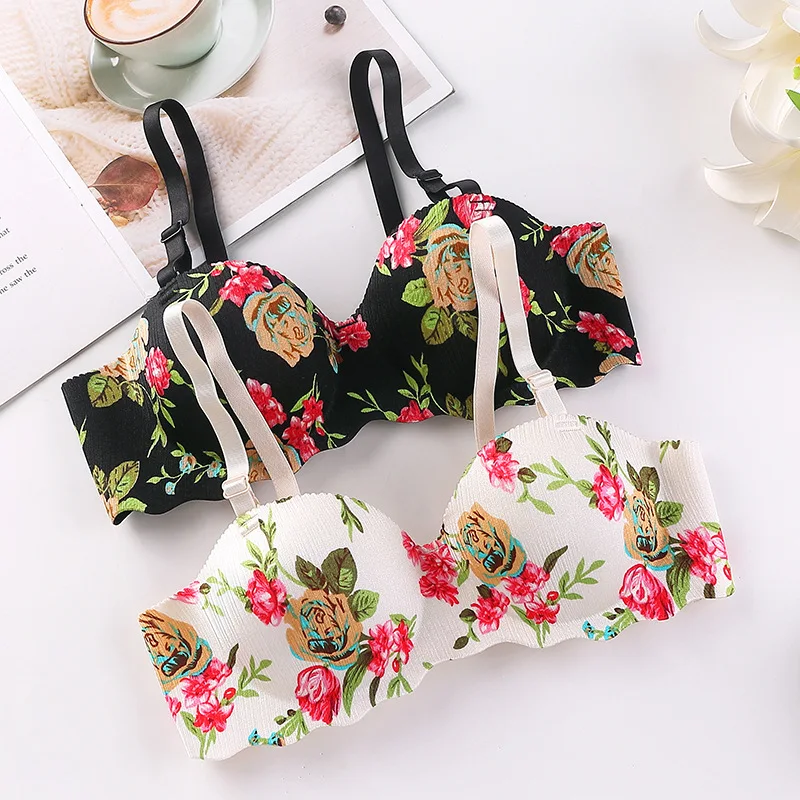 

Flower Bra for Girls Underwear Without Steel Ring Adjustable Shoulder Strap Bra Comfortable Sleep Bra Female Sujetadores Sexis