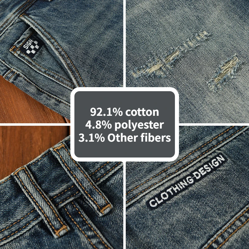 2023 Spring Summer New Vintage Letter Embroidery Jeans for Men Clothing Casual Washed Streetwear Oversize Men Trousers A5917
