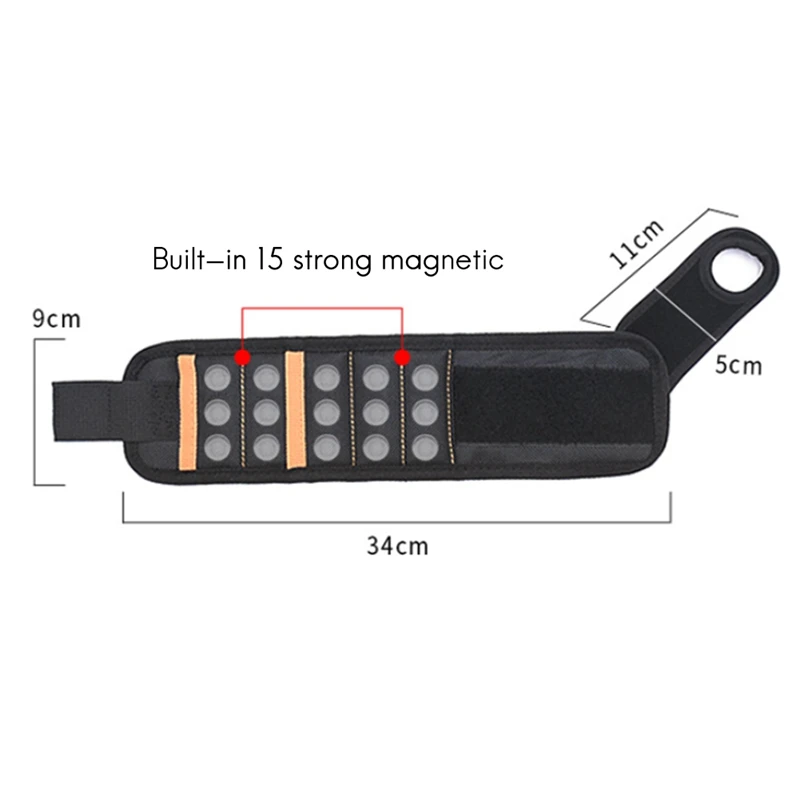 Черный браслет для удержания винтов 15 шт. сильный магнит Panger Men DIY Handyman плотник