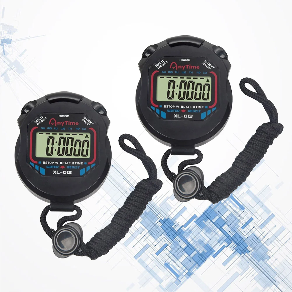 

2pcs Digital Professional Handheld LCD Stopwatch Sports Chronograph Timer with Alarm Feature for Kids Runner Sports Fitness and