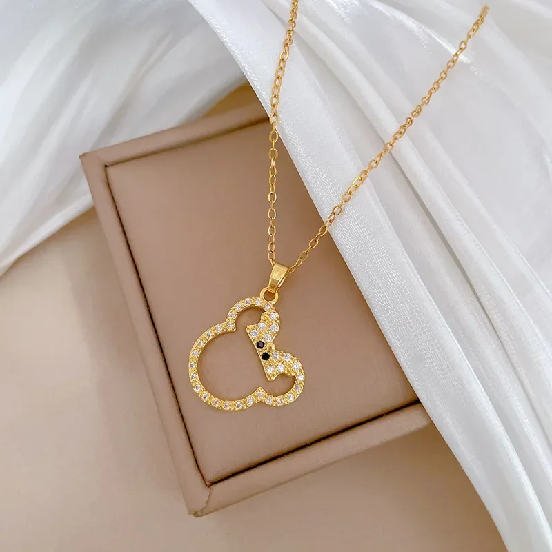 Ожерелье с кулоном Микки и Минни из нержавеющей стали