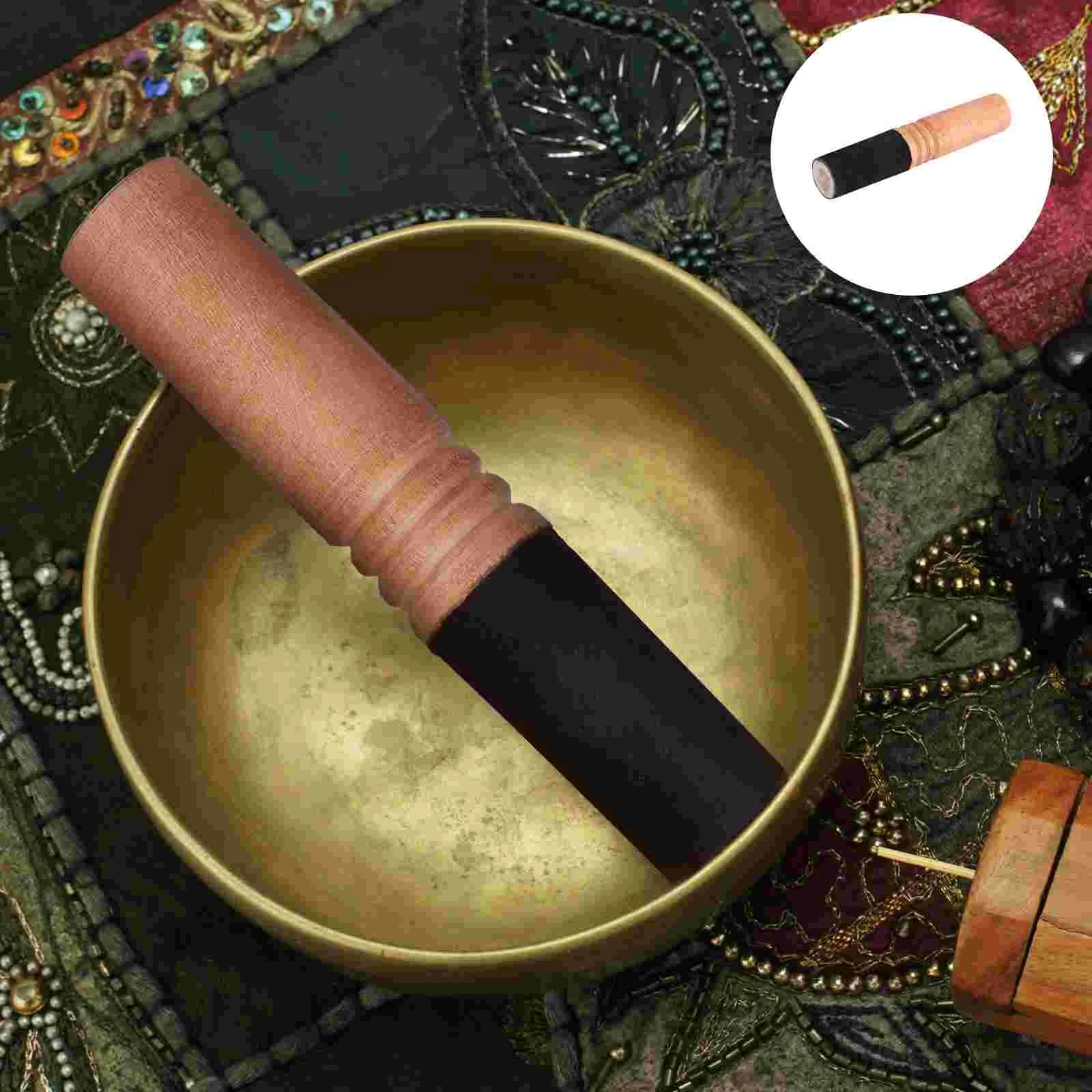 

Singing Bowl Stick Buddha Sound Accessory Hand-made Mallet Metal Stickers Manual Knocking Rods Wooden Handmade Tibetan gong