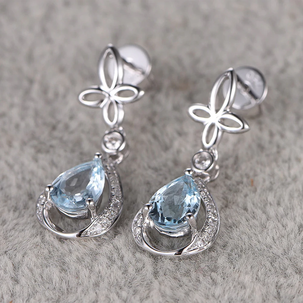 

New Graceful Bridal Wedding Drop Earrings Light Blue Water Drop Cubic Zircon Romantic Anniversary Gift Earring Trendy Jewelry