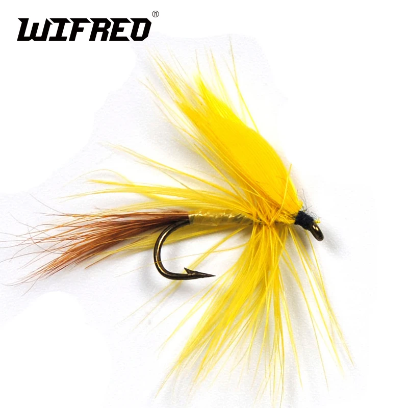 Wifreo 6PCS Yellow Fan Wing Drake Mayfly Dry Fly Stream Trout Flies Wet Mayflies Fly Fishing