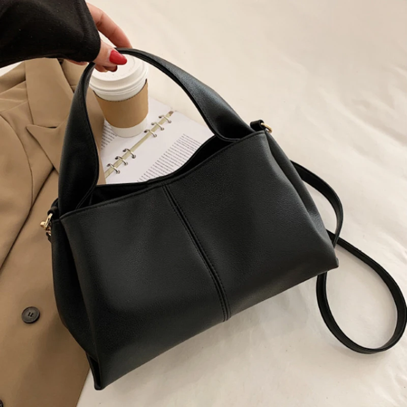 

Простые Модные дамские сумочки, роскошная Высококачественная Ретро сумка-мессенджер, сумка-тоут через плечо, Повседневная однотонная сумка из искусственной кожи