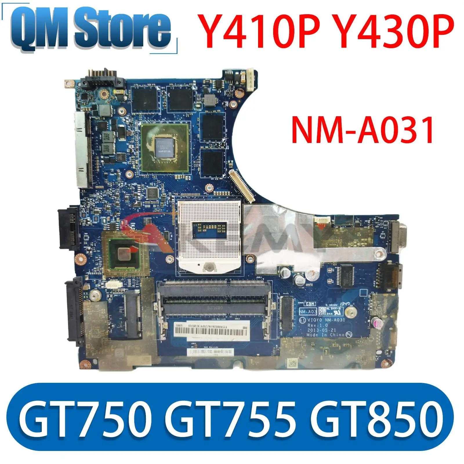 

For Lenovo Y410P Y430P Laptop Motherboard VIQY0 NM-A031 Motherboard PGA947 HM87 GPU GT750 GT755 GT850 2GB Tested 100% working