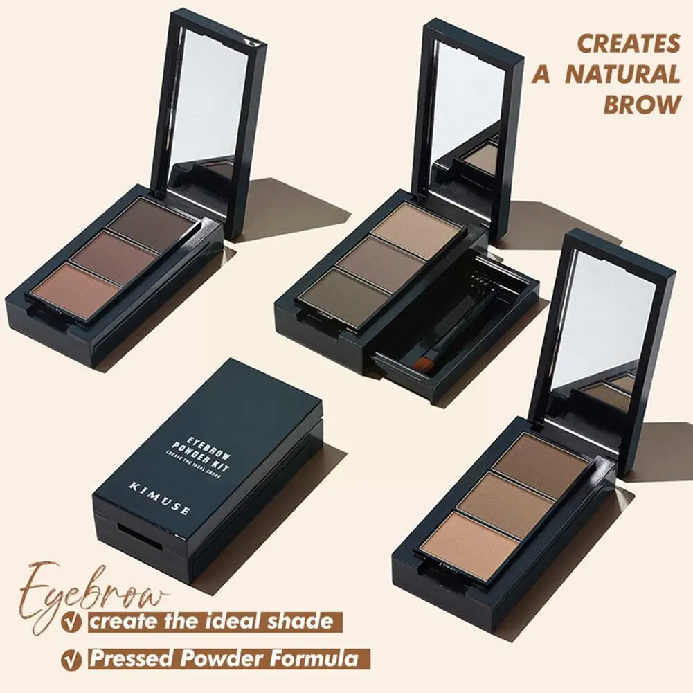 

Палетка пудры для бровей, 3 цвета, косметика, брендовый макияж для бровей, усилитель для глаз в профессиональной 1 водонепроницаемой кисти 2 с тенями K2G2