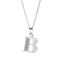 initial letter necklace a z stainless steel crystal alphabet pendants necklace letters men women pendant charm jewelry