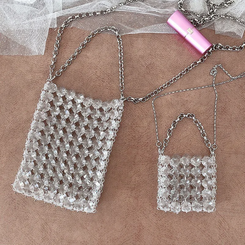 

Handwoven Beaded Women's Crossbody Bag Acrylic Simple Fashion Lipstick Mobile Phone Shoulder Bags сумки женские модные 2023