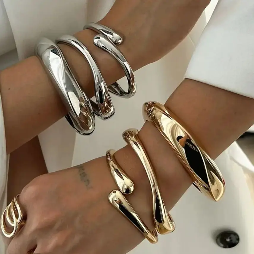 SHIXIN 3 стиля винтажные металлические Открытый весенние браслеты с геометрическим