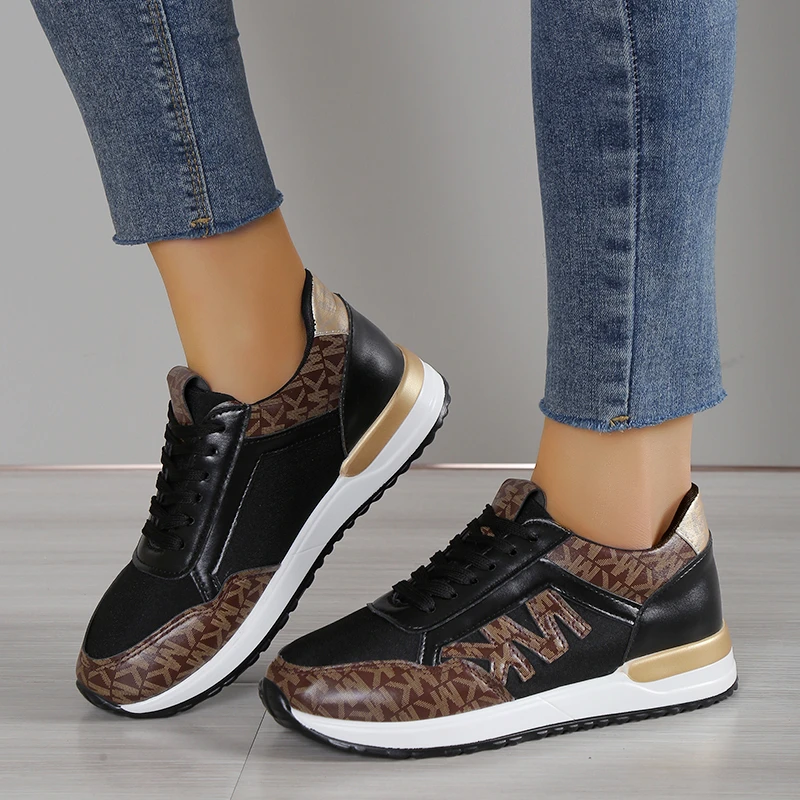 Women Sneakers Platform Shoes PU Leather Patchwork Casual Sport Shoes Ladies Outdoor Running Walking Shoes Zapatillas Mujer
