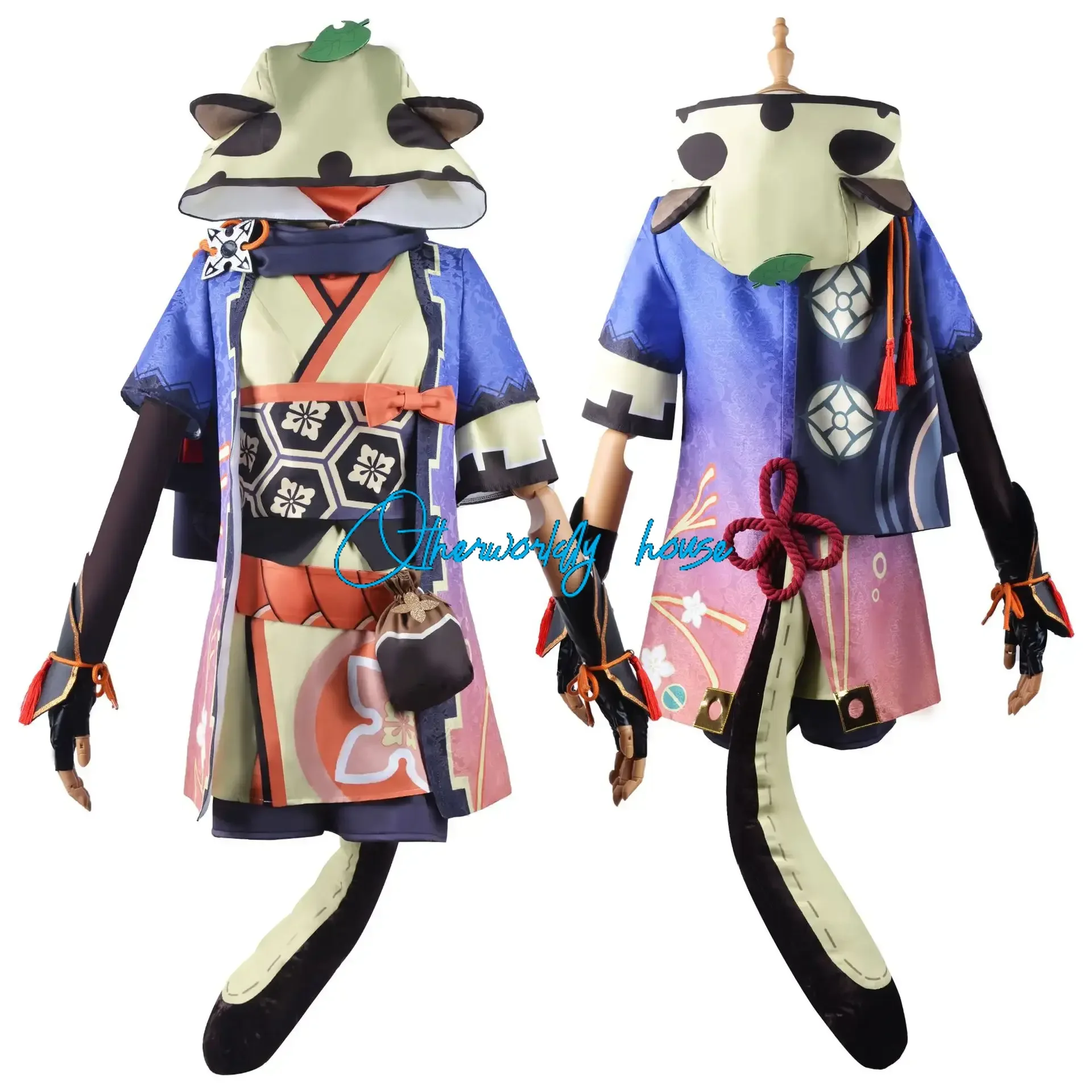 Костюм для косплея Game Genshin Impact Sayu прекрасное платье шапка хвост полный комплект