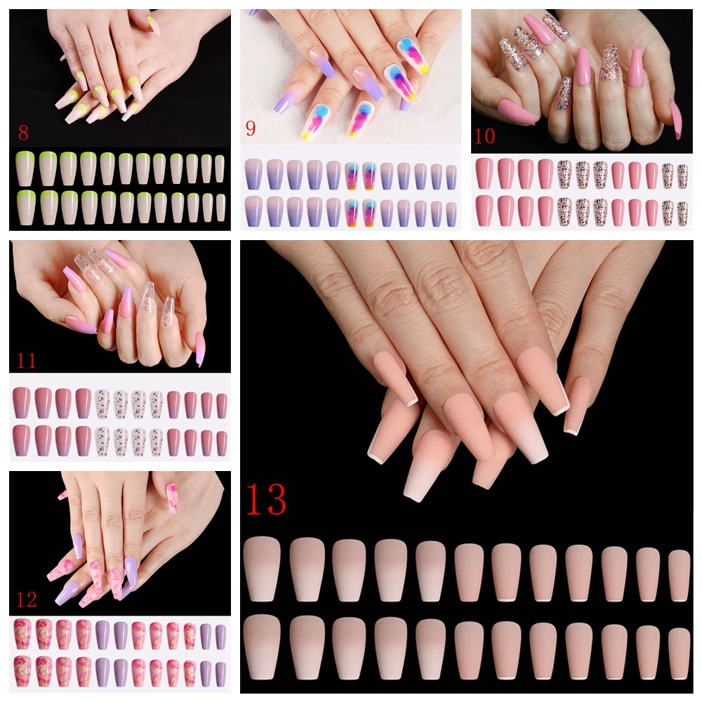 

24pcs/Set DIY Ballerina UV Gel Acrylic Fake Nails Manicure Full Cover False Nail Tips