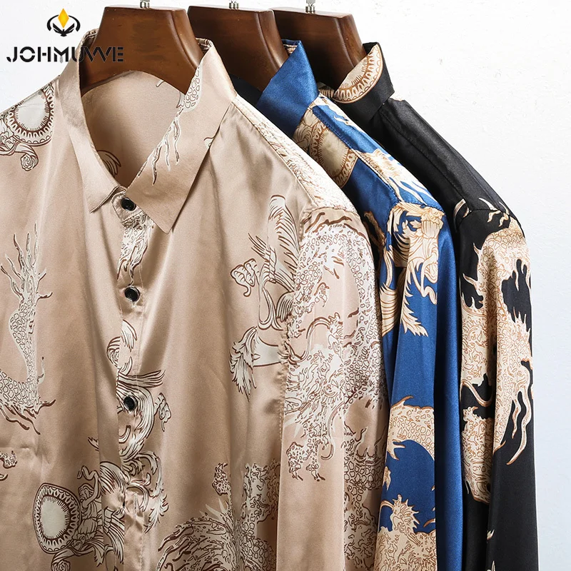 JOHMUVVE Fast Shipping New Men's Printed Long Sleeve Shirts Casual Long Sleeve Tops