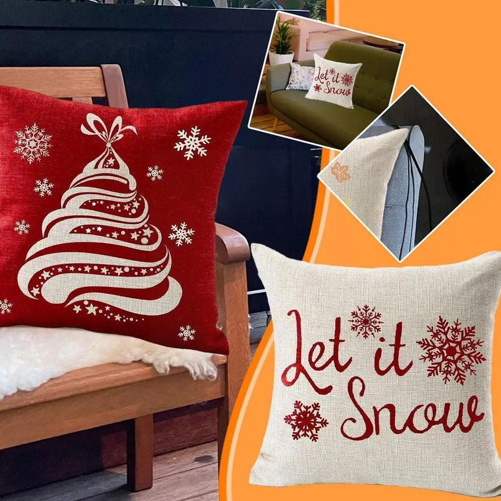

Merry Christmas Pillow Cover 45x45 Cm Linen Throw Pillowcase Christmas Decorations Home Decor Cushion Cover For Sofa Q6Z2