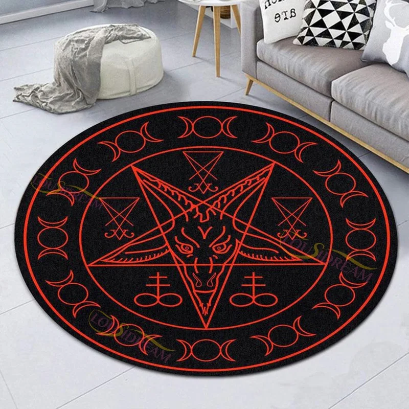 

Gothic Satan Picnic yoga prayer carpet round carpetcarpet Pet pad black home decor divination carpet rugs for bedroom carpet