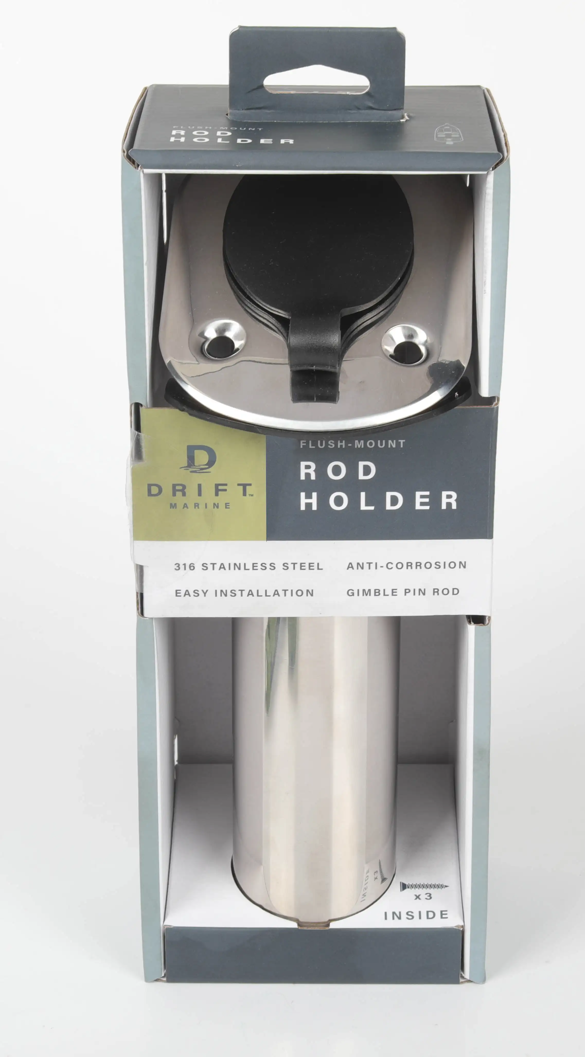 

9" Stainless Steel Marine Fishing Rod Holder, Flush Mount, 30 Degrees