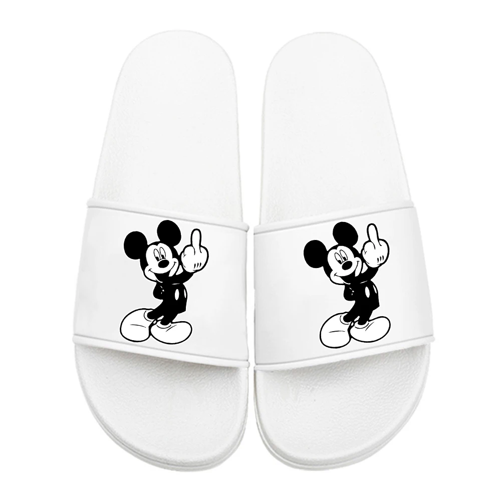 funny Minnie Mickey Slippers Printing Cartoon Home Slippers Thick Sole Sandals Women men Shoes Ladies Flip Flops Indoor Flat