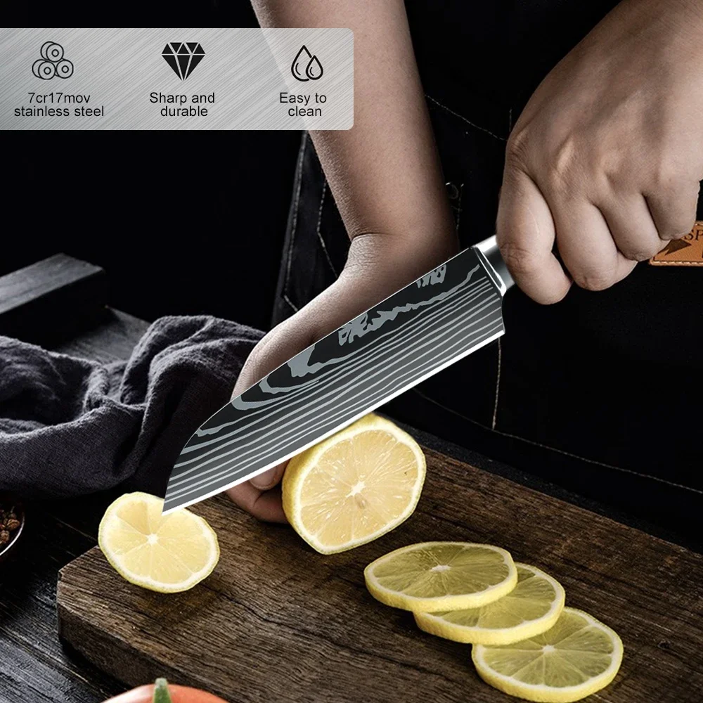 7CR1 7 набор кухонных ножей из нержавеющей стали 1-4 шт. острые ножи для нарезки