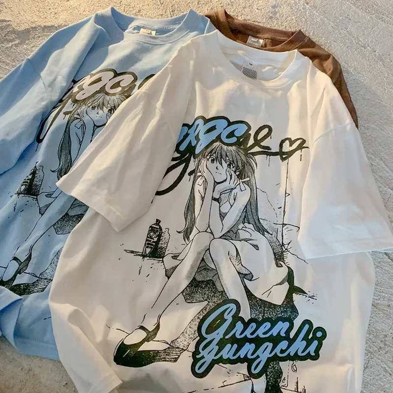 

Футболка женская с рисунком аниме, хлопковая с коротким рукавом, Размер 2XL