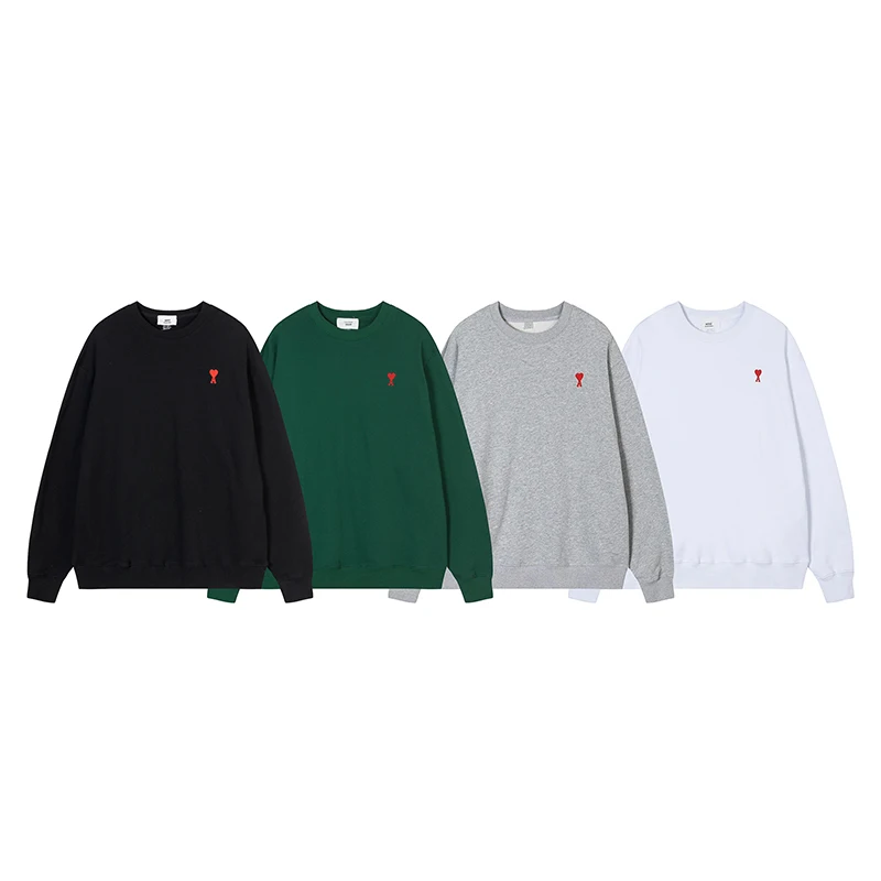 

Couple Loose Tracksuit Fashion Casual Top Embroidered Pullover 2023 New Men And Women Spring Autumn A Heart Embroidery